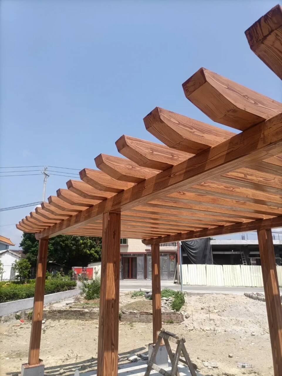 不锈钢仿木纹漆，长廊花架木纹漆，水性木纹漆施工厂家
